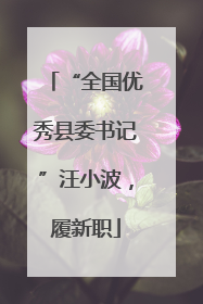 “全国优秀县委书记”汪小波，履新职