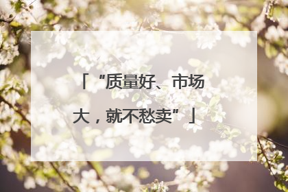 “质量好、市场大，就不愁卖”