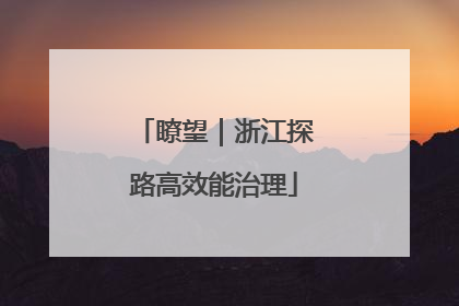 瞭望｜浙江探路高效能治理