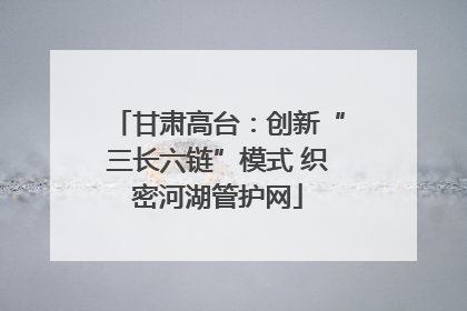 甘肃高台：创新“三长六链”模式 织密河湖管护网