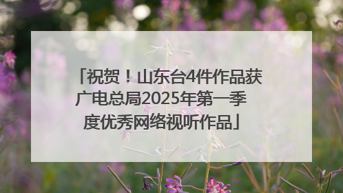 祝贺！山东台4件作品获广电总局2025年第一季度优秀网络视听作品