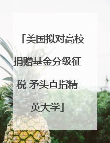 美国拟对高校捐赠基金分级征税 矛头直指精英大学