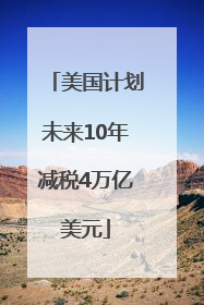 美国计划未来10年减税4万亿美元