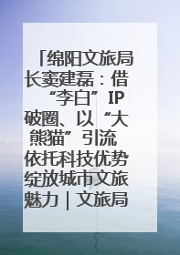 绵阳文旅局长窦建磊：借“李白”IP破圈、以“大熊猫”引流 依托科技优势绽放城市文旅魅力｜文旅局长说