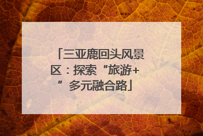 三亚鹿回头风景区：探索“旅游+”多元融合路