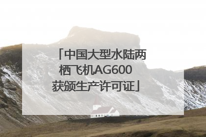 中国大型水陆两栖飞机AG600获颁生产许可证