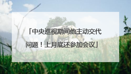 中央巡视期间他主动交代问题！上月底还参加会议