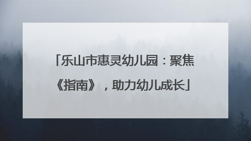 乐山市惠灵幼儿园：聚焦《指南》，助力幼儿成长