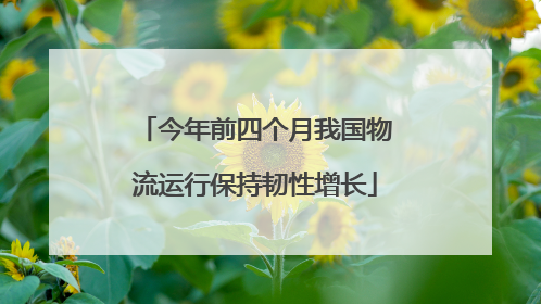今年前四个月我国物流运行保持韧性增长