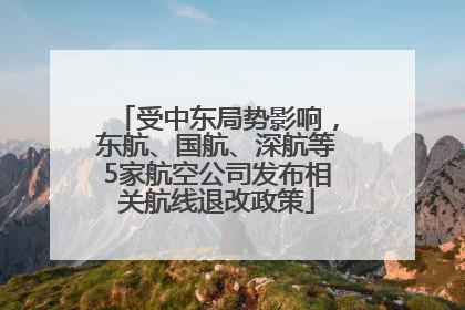 受中东局势影响，东航、国航、深航等5家航空公司发布相关航线退改政策