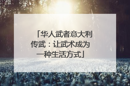 华人武者意大利传武：让武术成为一种生活方式