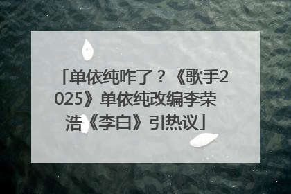 单依纯咋了？《歌手2025》单依纯改编李荣浩《李白》引热议