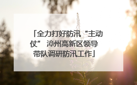 全力打好防汛“主动仗” 漳州高新区领导带队调研防汛工作