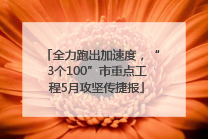 全力跑出加速度，“3个100”市重点工程5月攻坚传捷报