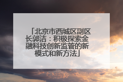 北京市西城区副区长郭洁：积极探索金融科技创新监管的新模式和新方法
