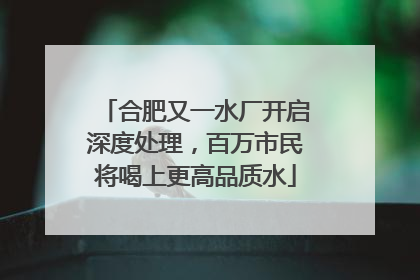 合肥又一水厂开启深度处理，百万市民将喝上更高品质水