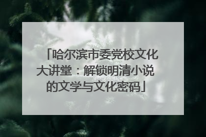 哈尔滨市委党校文化大讲堂：解锁明清小说的文学与文化密码