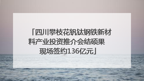 四川攀枝花钒钛钢铁新材料产业投资推介会结硕果 现场签约136亿元