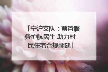 宁沪支队：前置服务护航民生 助力村民住宅合规翻建