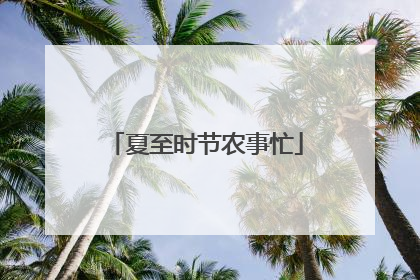 夏至时节农事忙