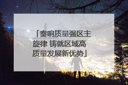 奏响质量强区主旋律 铸就区域高质量发展新优势