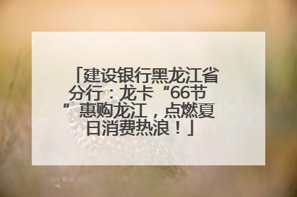 建设银行黑龙江省分行：龙卡“66节”惠购龙江，点燃夏日消费热浪！