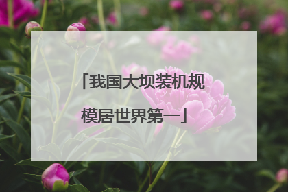 我国大坝装机规模居世界第一