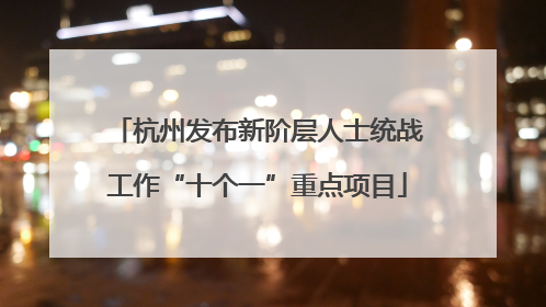 杭州发布新阶层人士统战工作“十个一”重点项目