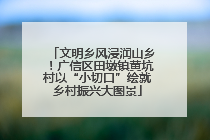 文明乡风浸润山乡！广信区田墩镇黄坑村以“小切口”绘就乡村振兴大图景