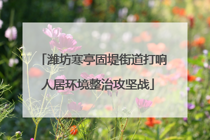 潍坊寒亭固堤街道打响人居环境整治攻坚战