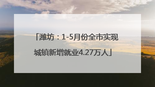 潍坊：1-5月份全市实现城镇新增就业4.27万人
