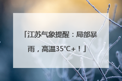 江苏气象提醒：局部暴雨，高温35℃+！