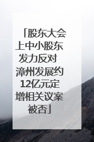 股东大会上中小股东发力反对 漳州发展约12亿元定增相关议案被否
