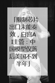 限制芯片出口未能奏效，白宫AI主管：中国模型仅落后美国不到半年
