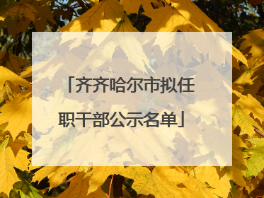 齐齐哈尔市拟任职干部公示名单