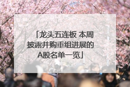 龙头五连板 本周披露并购重组进展的A股名单一览
