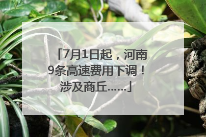 7月1日起，河南9条高速费用下调！涉及商丘……