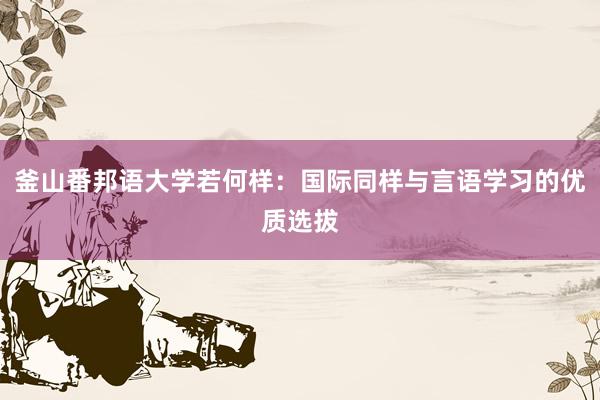 釜山番邦语大学若何样：国际同样与言语学习的优质选拔